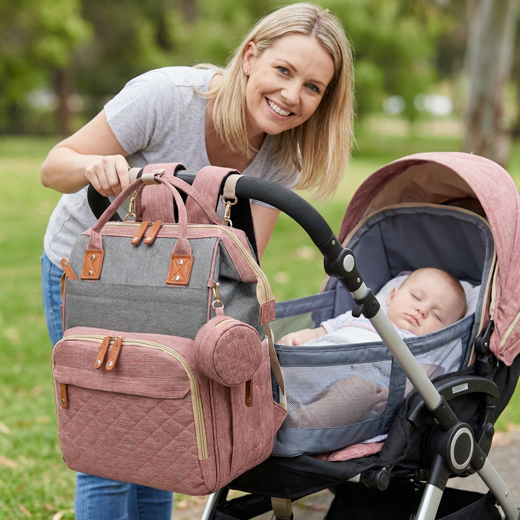 Convertible Diaper Backpack with Foldable Bed and Changing Station for Travel