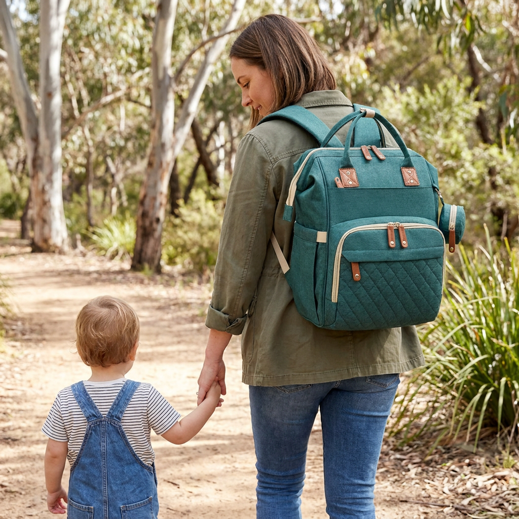 Convertible Diaper Backpack with Foldable Bed and Changing Station for Travel
