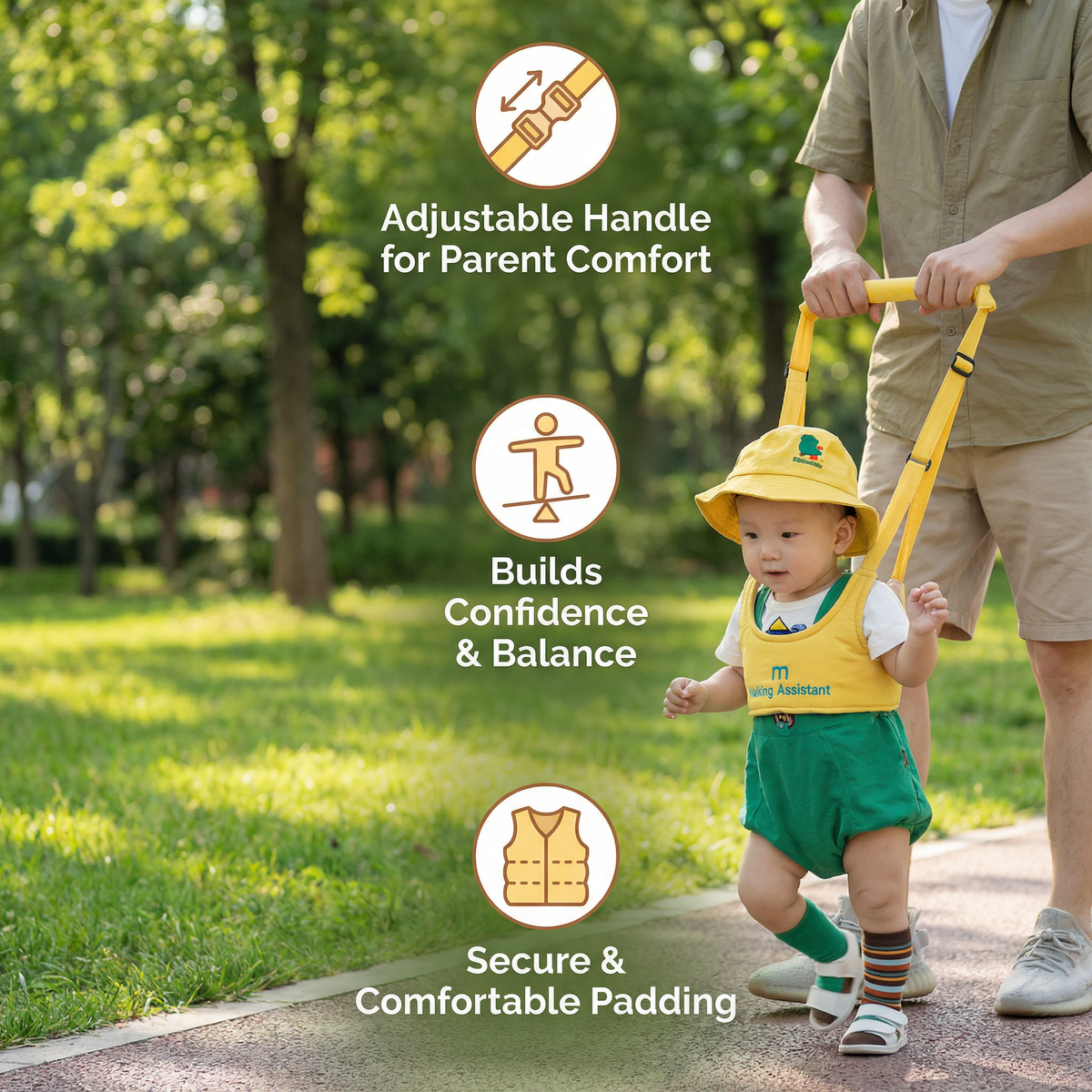 Baby Walking Harness with Extended Handle Strap and Adjustable Chest Support