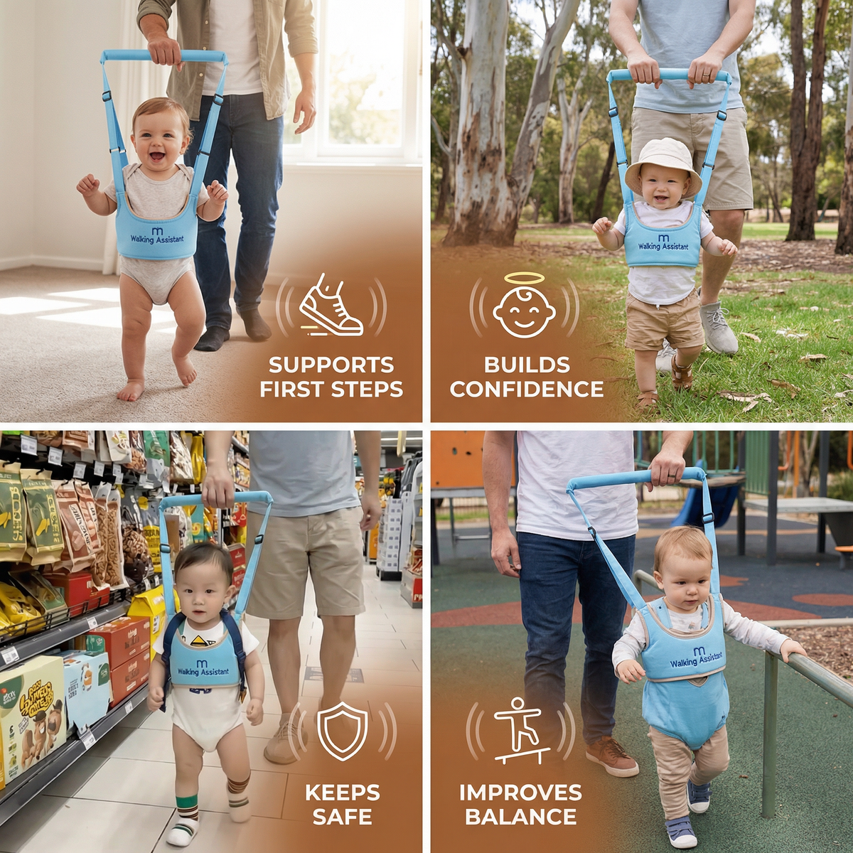Baby Walking Harness with Extended Handle Strap and Adjustable Chest Support