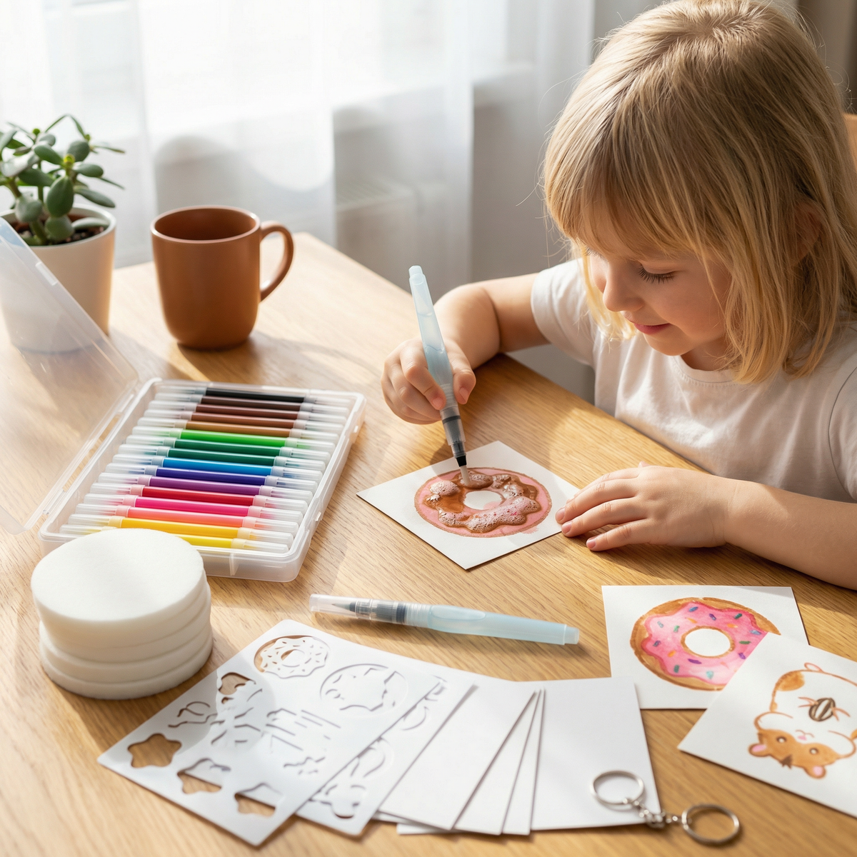 Sponge Painting Set for Kids with Bubble Texture Effect and Multiple Shapes