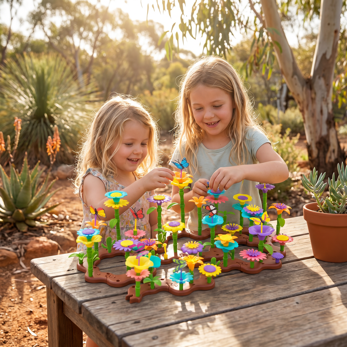 Flower Garden Pegging Game with Colorful Peg Pieces and Multiple Flower Designs