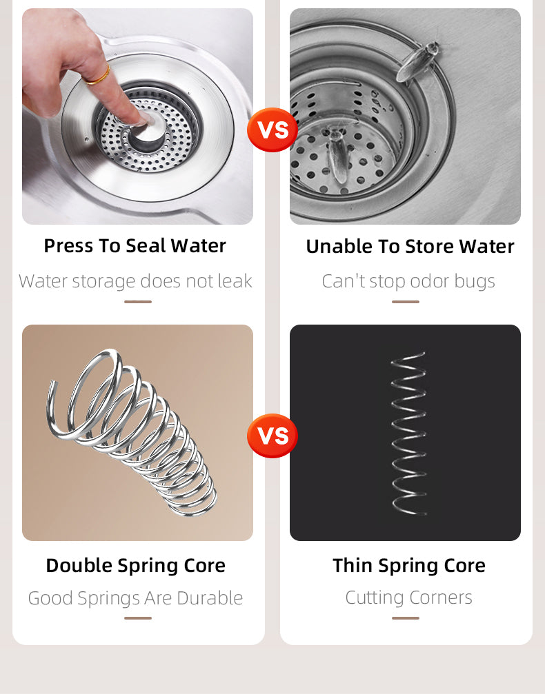 Pop Up Kitchen Sink Drain Strainer with Stainless Steel Basket Filter