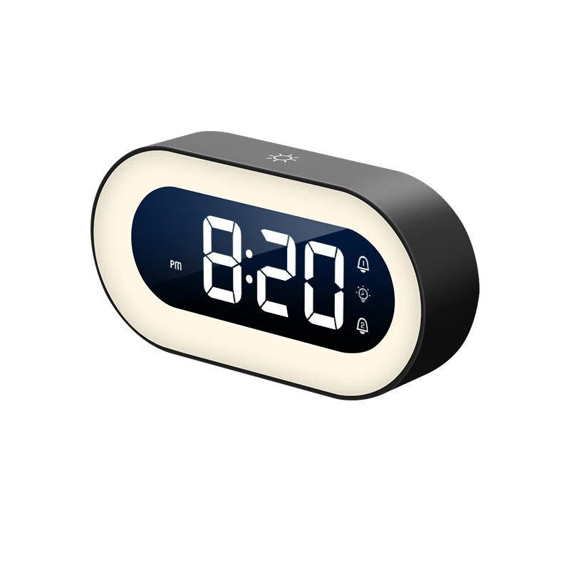Alarm Clock with Dimmable Night Light and USB-C Charging, Portable Design