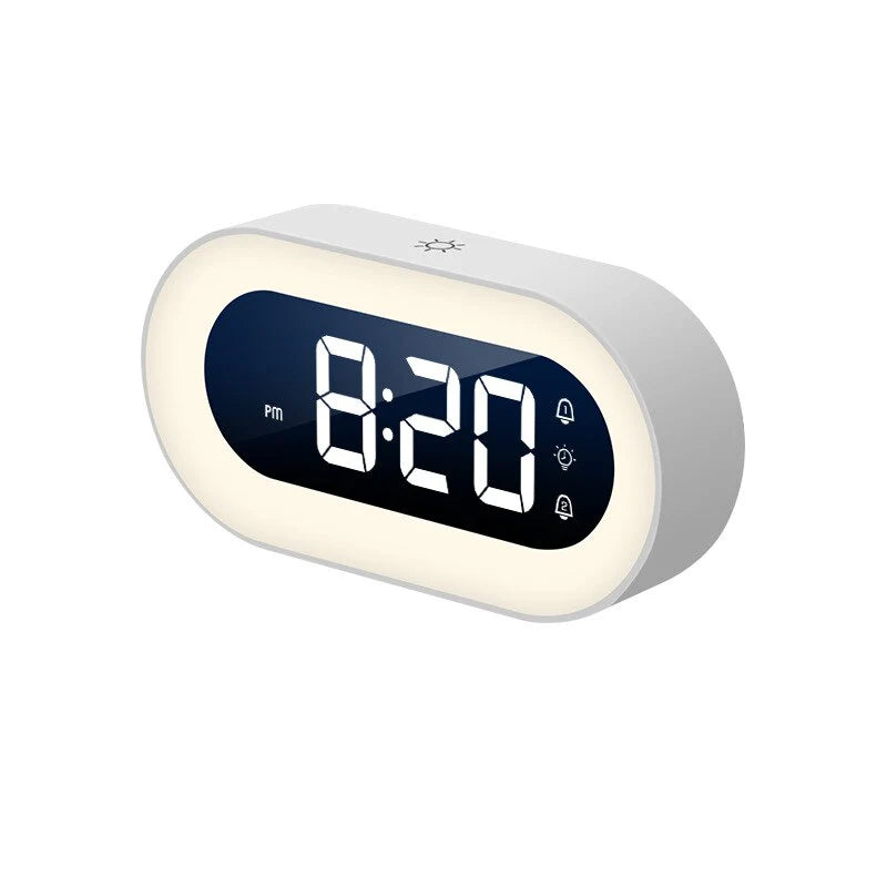 Alarm Clock with Dimmable Night Light and USB-C Charging, Portable Design