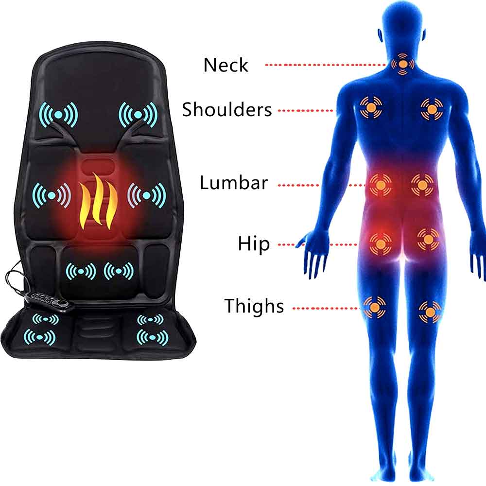 Massage Chair Pad with Heat Function and 8 Massage Modes for Car, Home, Office