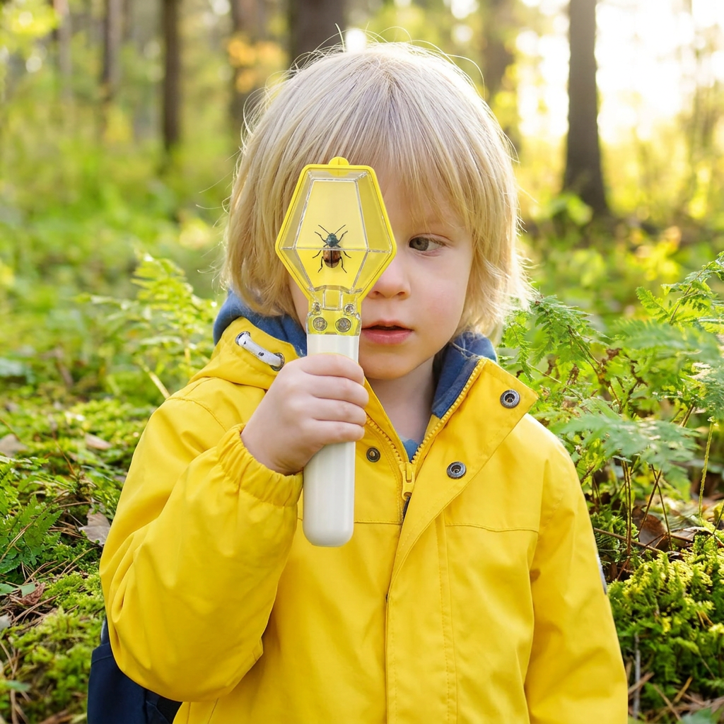 Insect Catcher with 6X Magnifying Lens and Slide Top Chamber for Kids