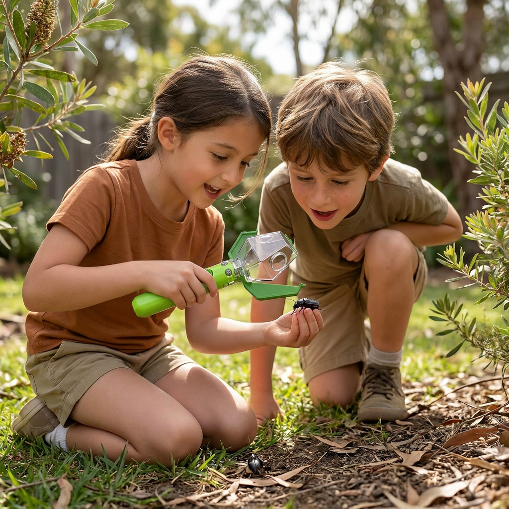 Insect Catcher with 6X Magnifying Lens and Slide Top Chamber for Kids