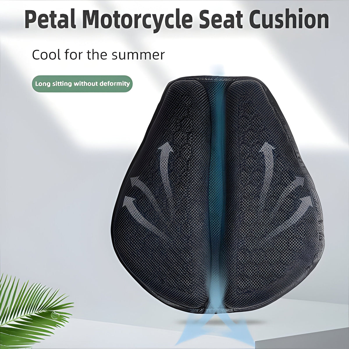Motorcycle Seat Cushion with Gel Core and Petal Design, Dual Strap Attachment