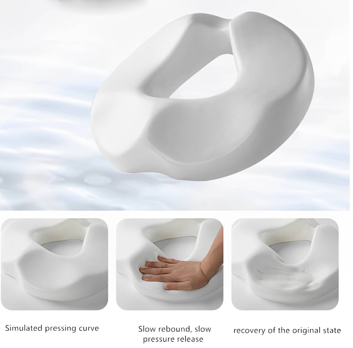 Ergonomic Seat Cushion with Memory Foam and Five-Zone Support, Removable Cover