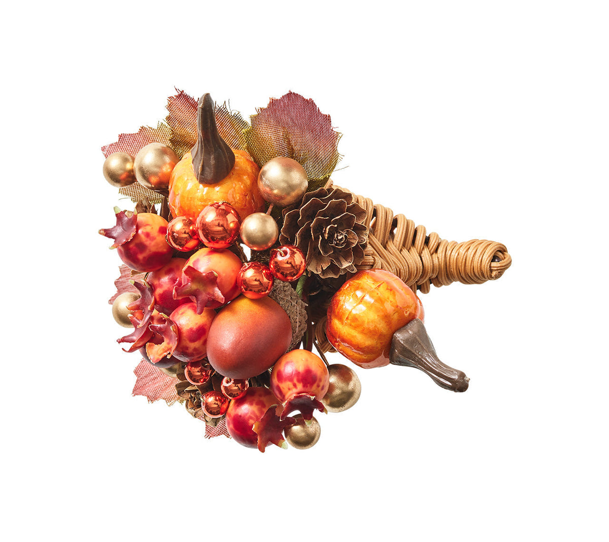 Harvest Napkin Ring with Raised Pumpkins and Berries, Set of 4