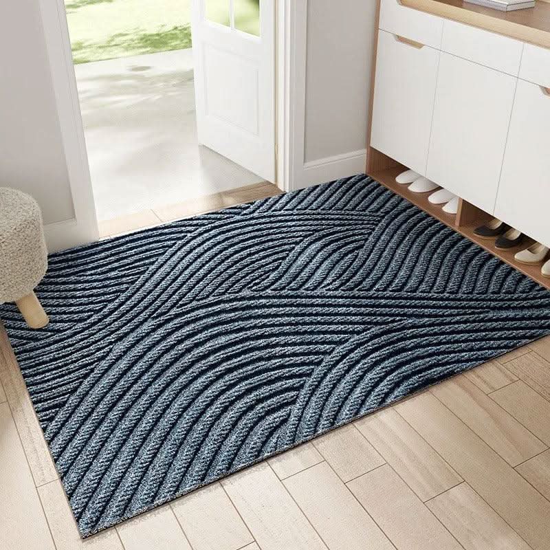 Geometric Chevron Entryway Rug with Sand Trap Texture and Non Slip Backing in 4 Colors