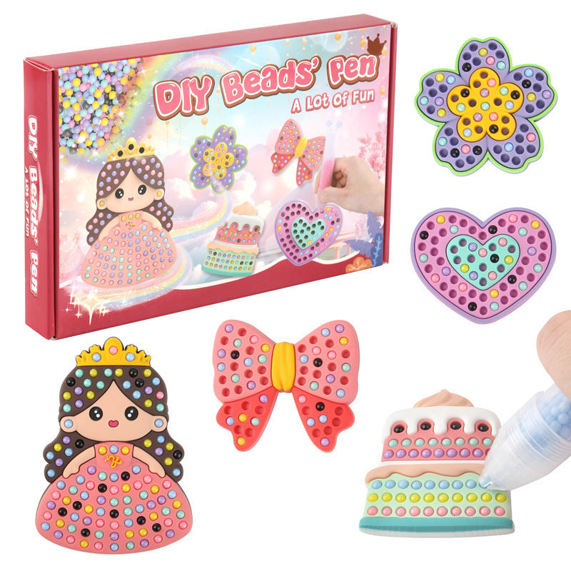 Bead Painting Kit with Multiple Design Templates and Step-by-Step Instructions for Kids