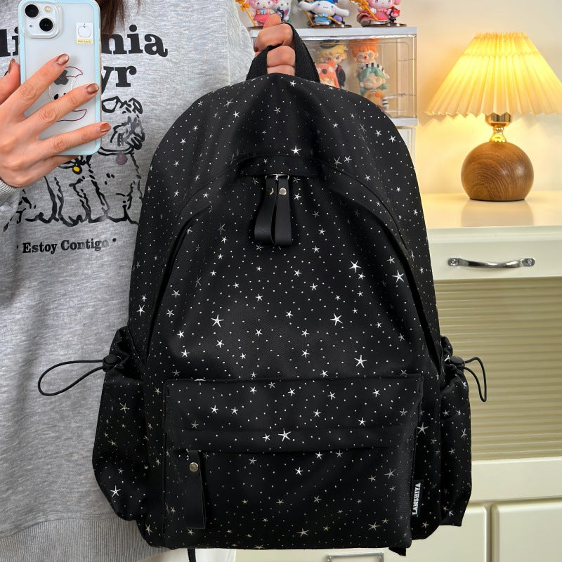 Backpack with Star Pattern and Padded Adjustable Straps, Multiple Pockets