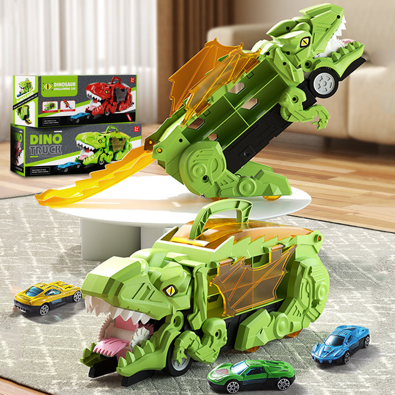 Dinosaur Transformer Truck with LED Lights and 2 Included Cars