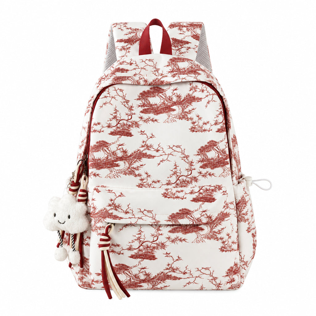 Artistic Print Backpack with Adjustable Padded Straps and Breathable Back Panel