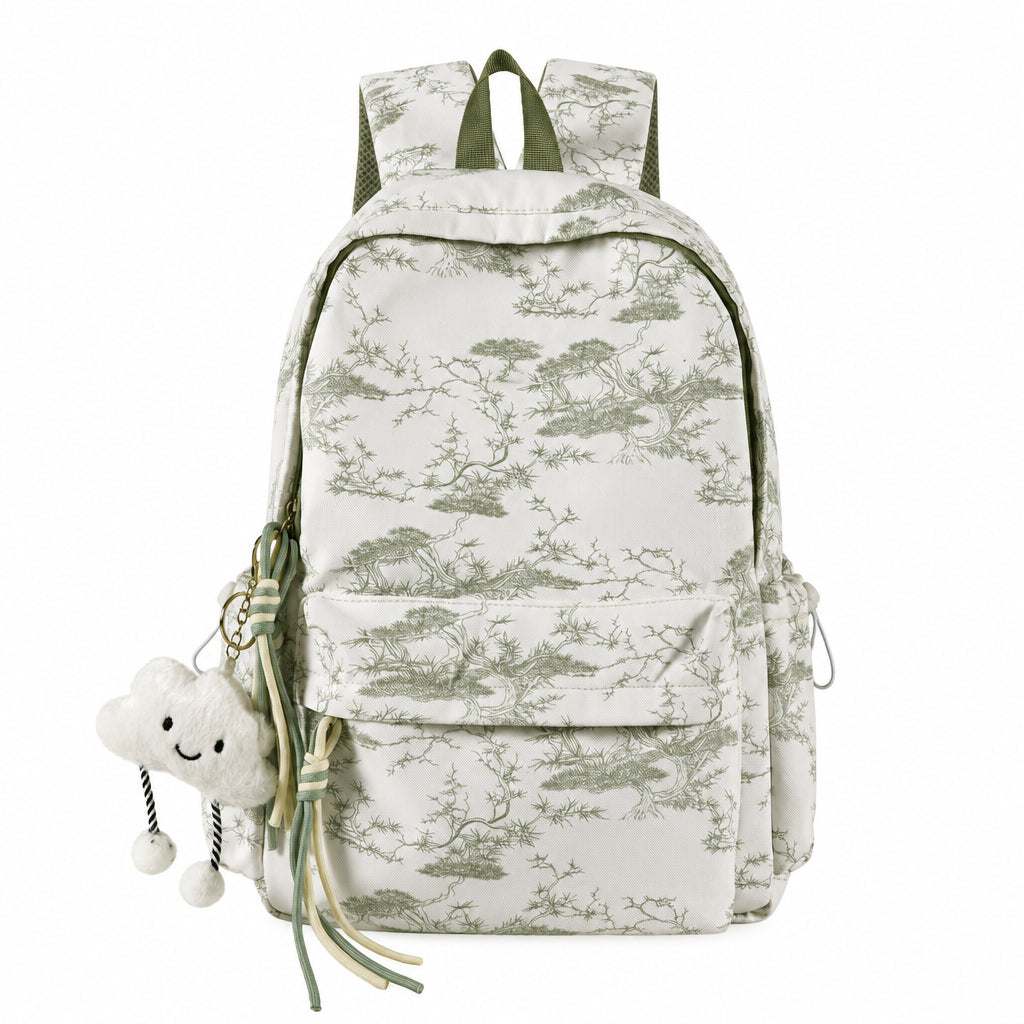 Artistic Print Backpack with Adjustable Padded Straps and Breathable Back Panel