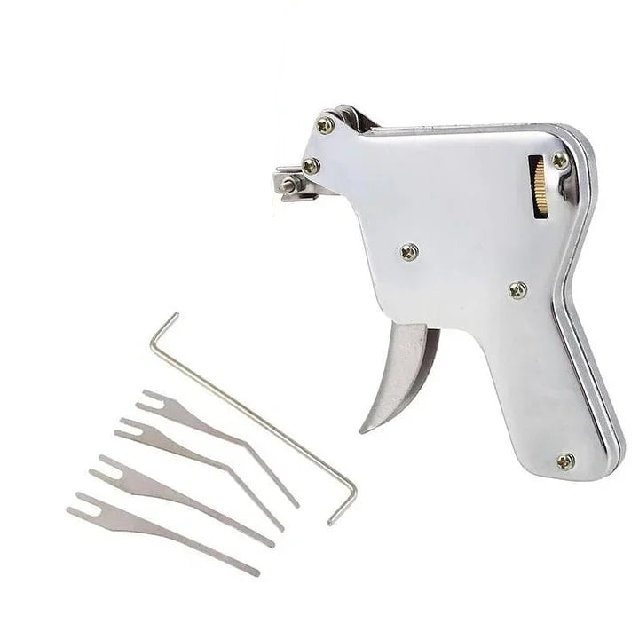 Manual Lock Pick Tool with Four Pick Blades and Torque Wrench, Steel Construction