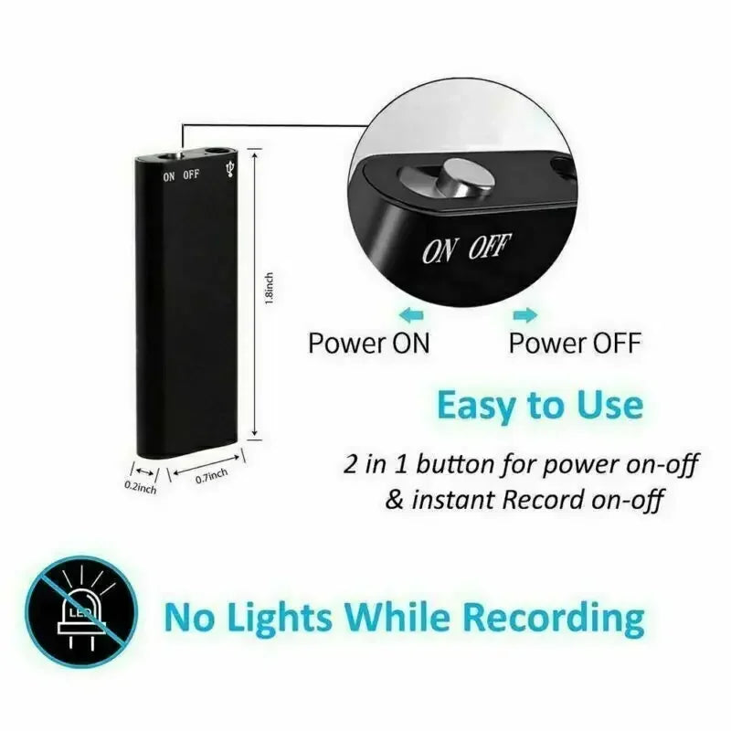 Portable Voice Recorder with Noise Reduction and 96 Hour Storage