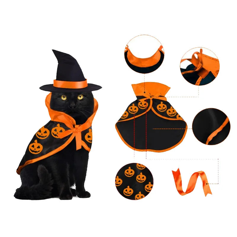 Cat Witch Costume with Glowing Accents and Dangling Decorations