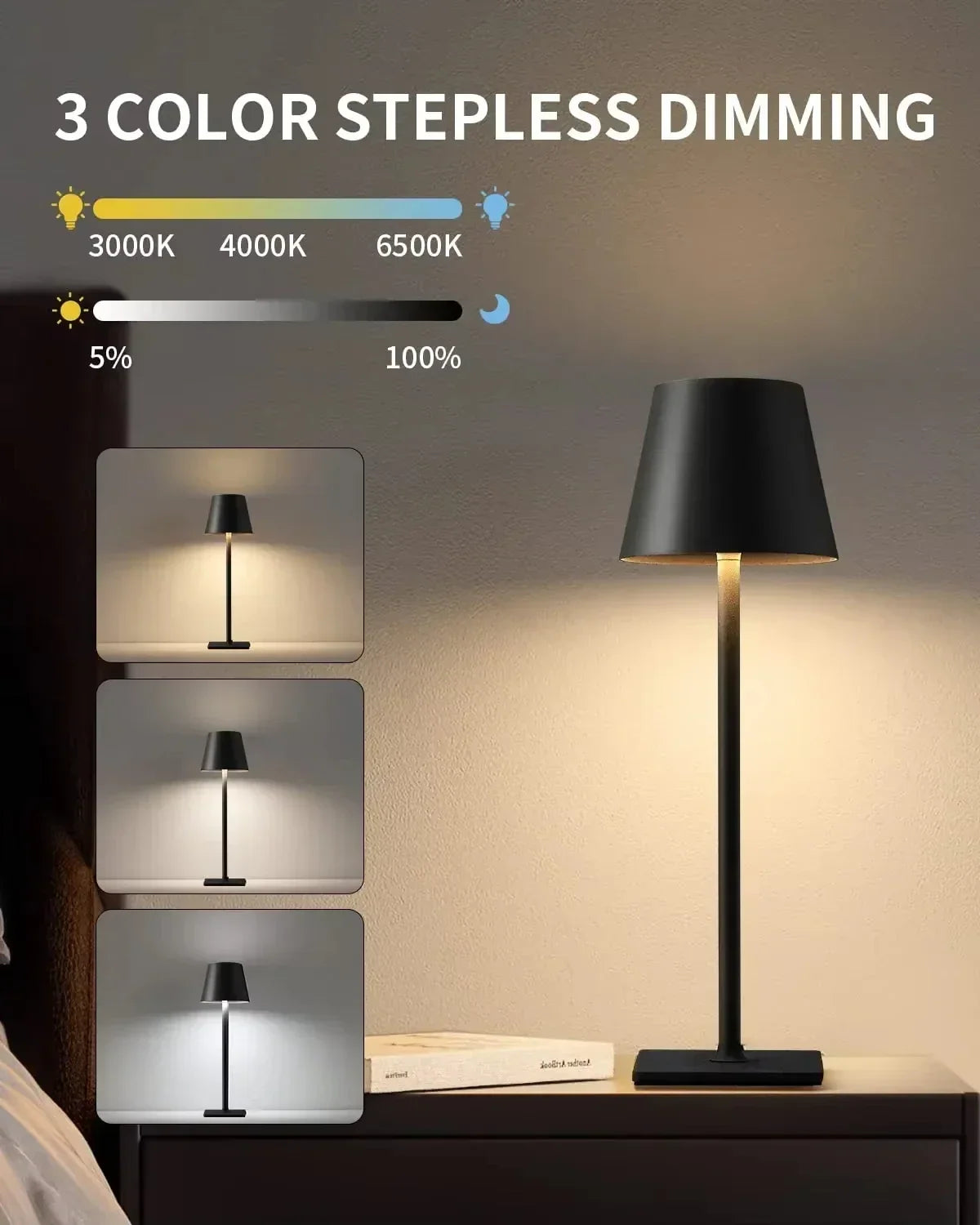 Touch Control LED Desk Lamp with Flexible Neck and 3 Brightness Levels