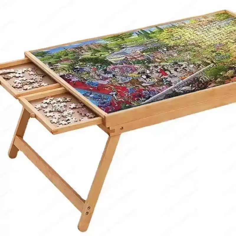 Puzzle Table with 4 Drawer Storage and Folding Design for 1500 Pieces