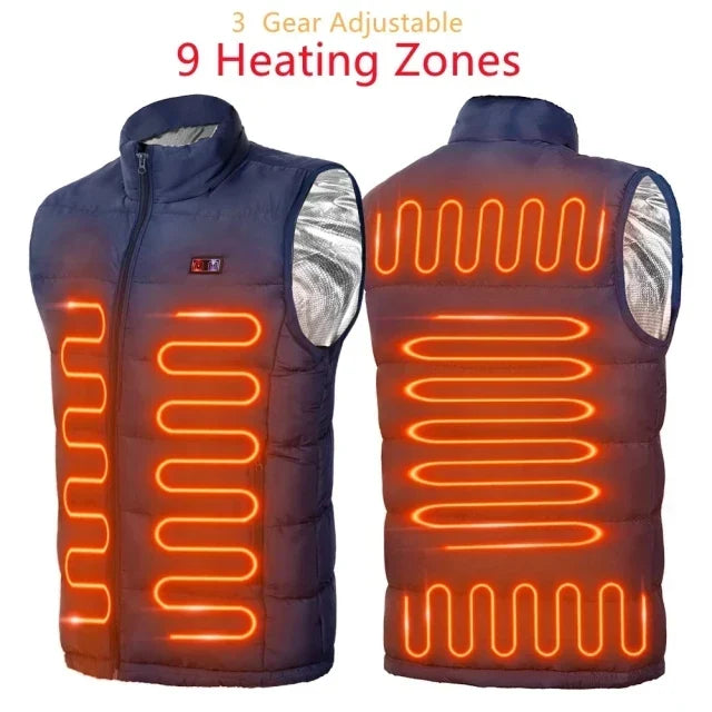 Heated Jacket with 9 Heating Zones and 3 Heat Settings for Outdoor Activities