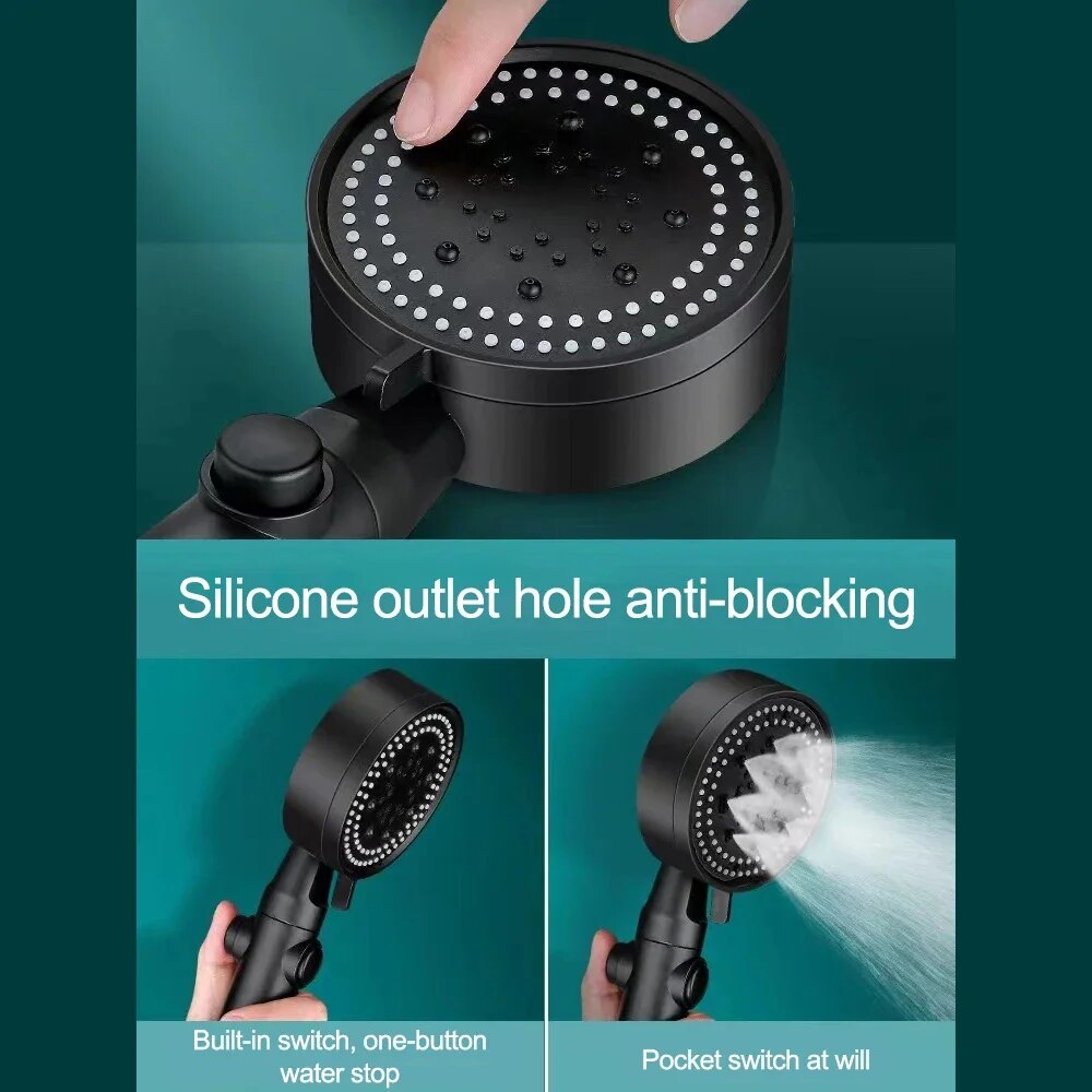 Handheld Shower Head with Five Spray Modes and Flow Control Button