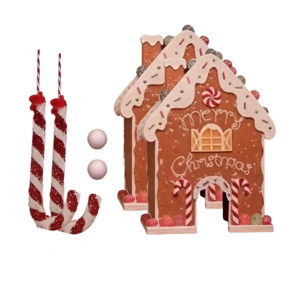 Mini Golf Set with Gingerbread Obstacles and Putter, Indoor Holiday Game