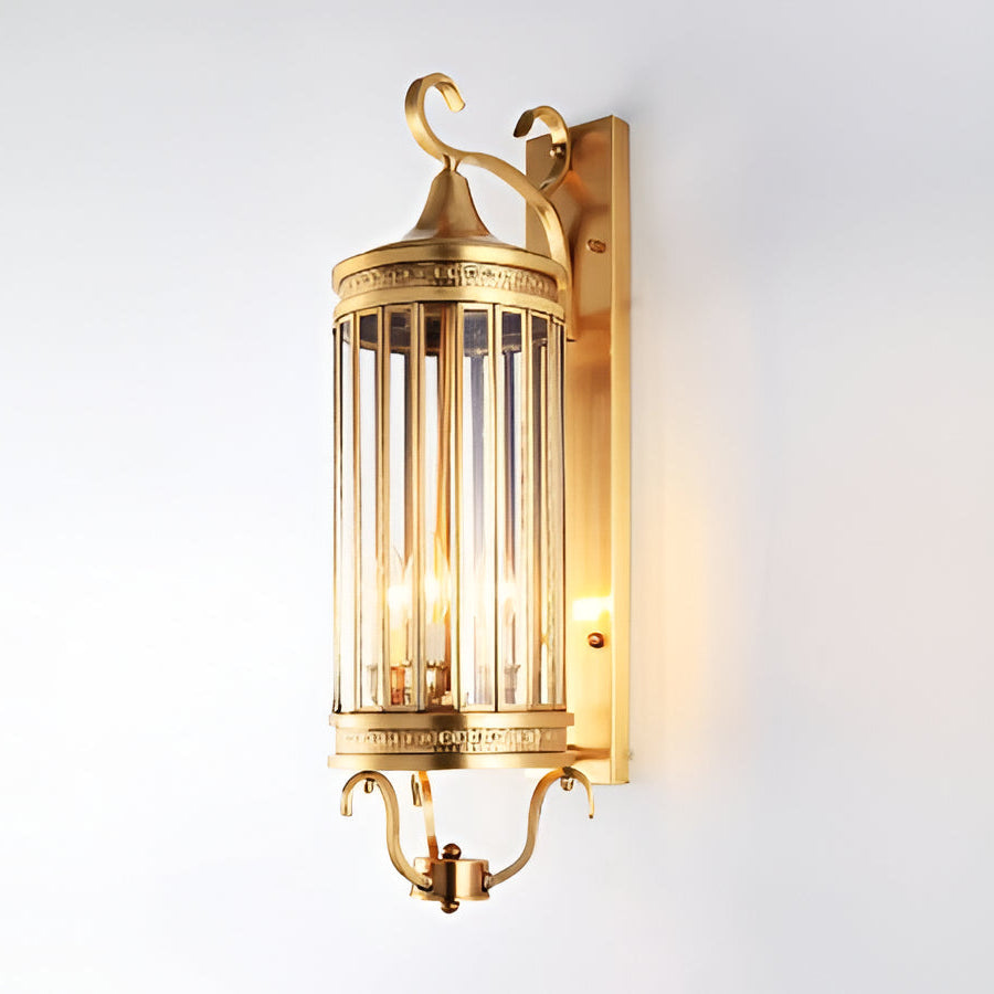 Outdoor Wall Sconce with Copper Construction and Glass Panel for Entryways