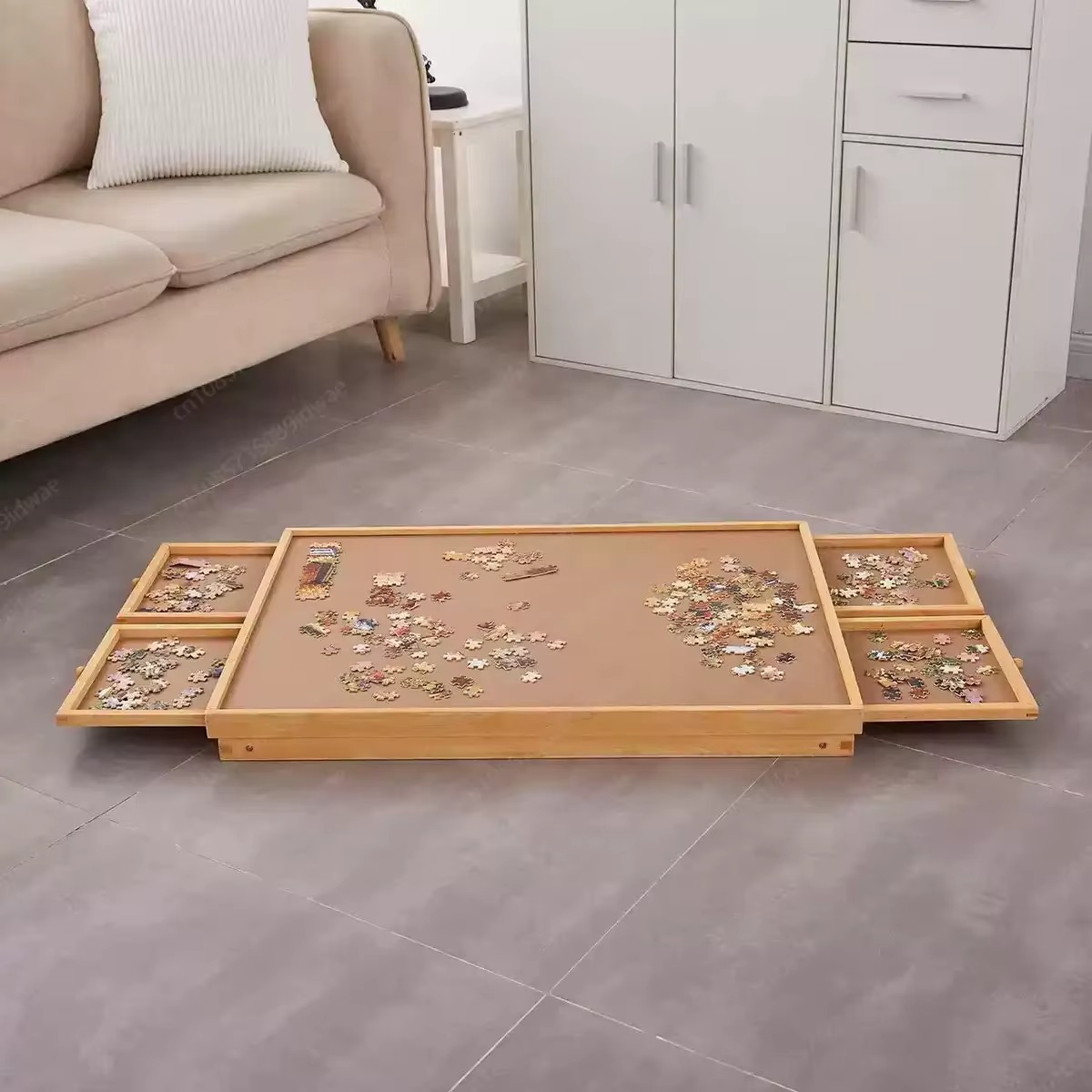 Puzzle Table with 4 Drawer Storage and Folding Design for 1500 Pieces