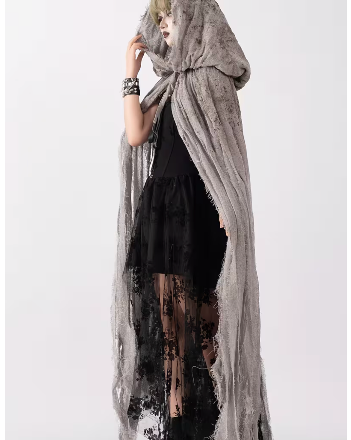 Hooded Cloak for Halloween Witch and Reaper Costumes with Full Body Coverage