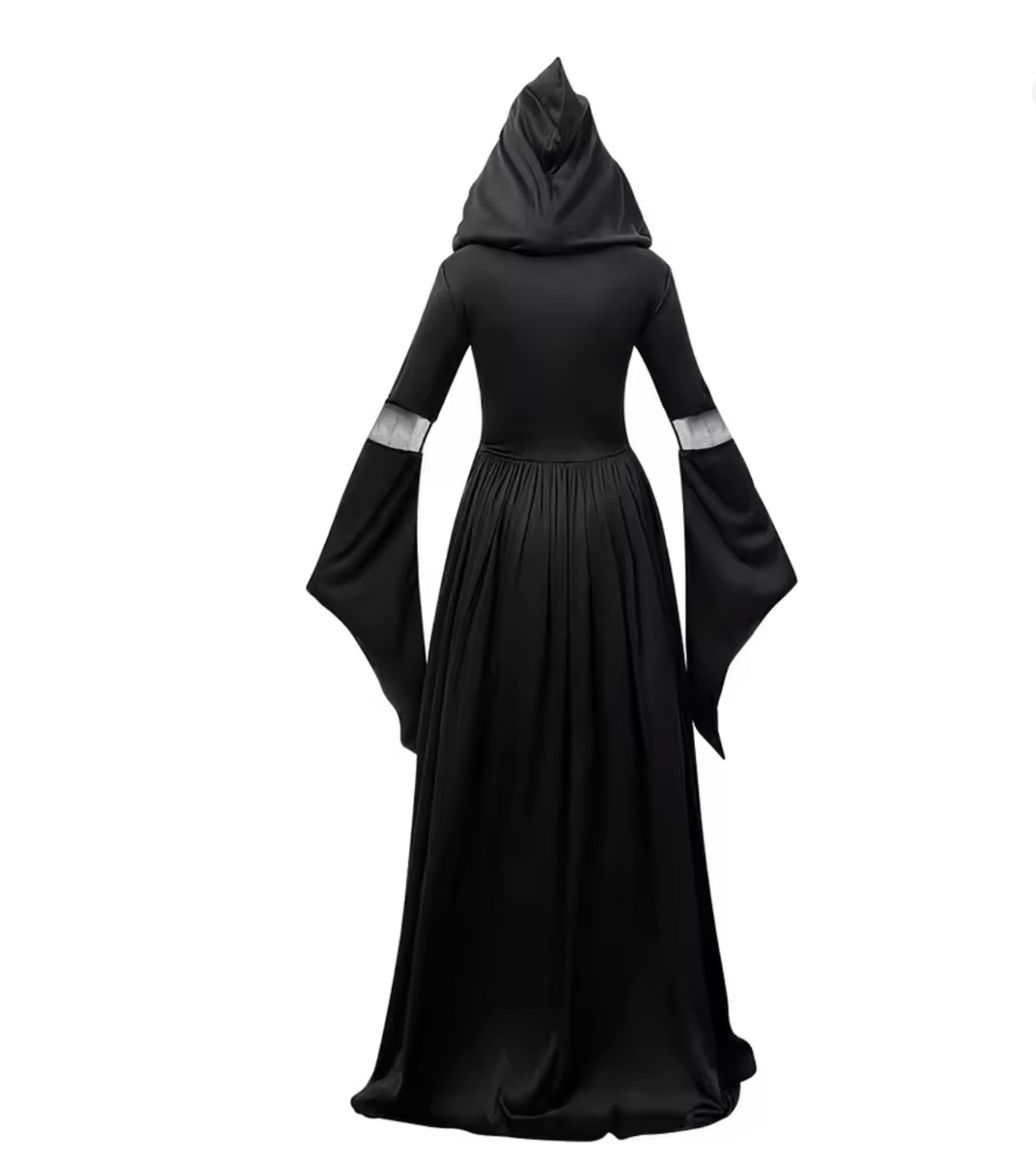 Gothic Witch Dress with Dramatic Bell Sleeves and Cinched Waist
