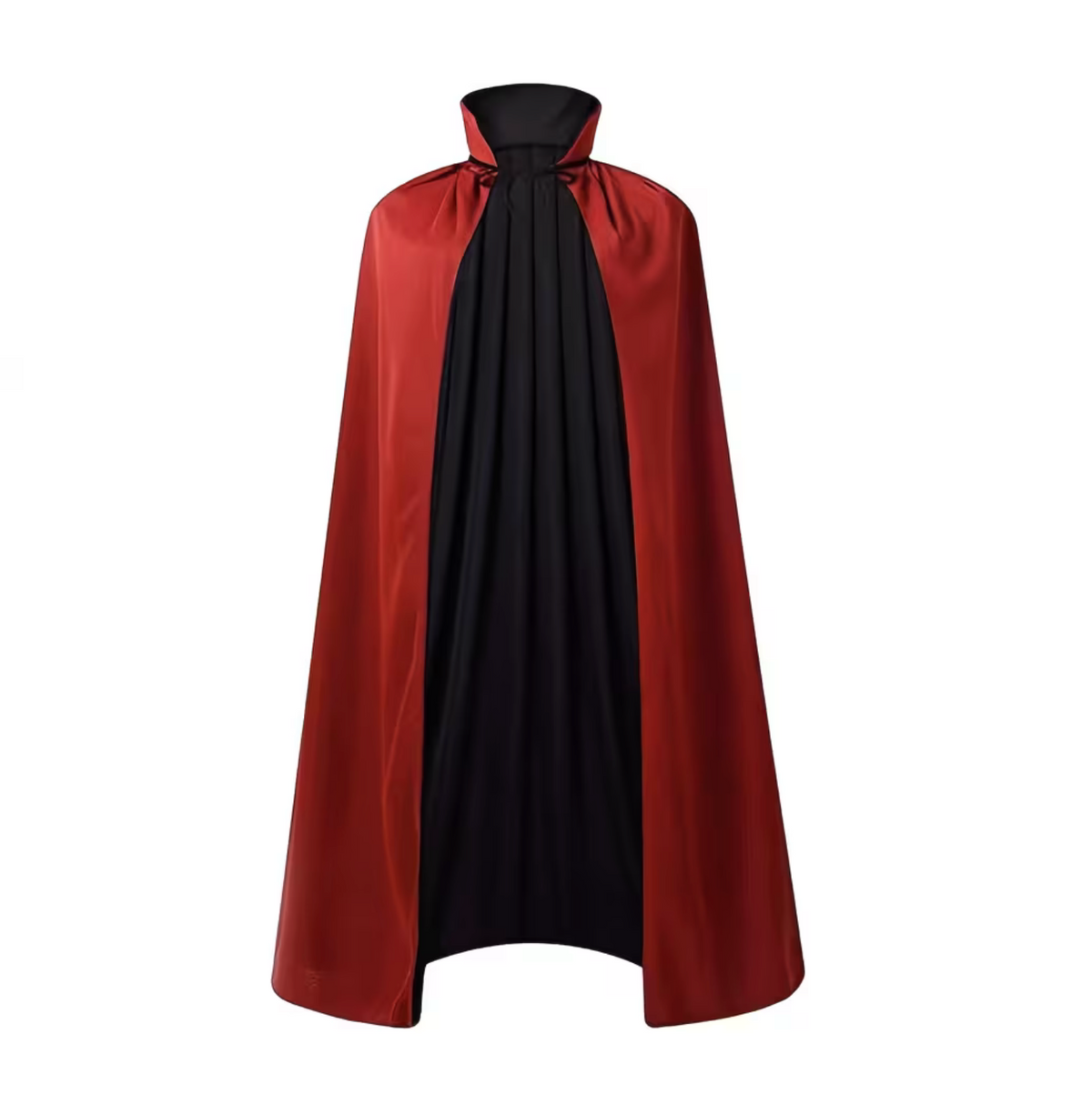 Reversible Gothic Cloak with Stand Collar and Adjustable Front Lacing