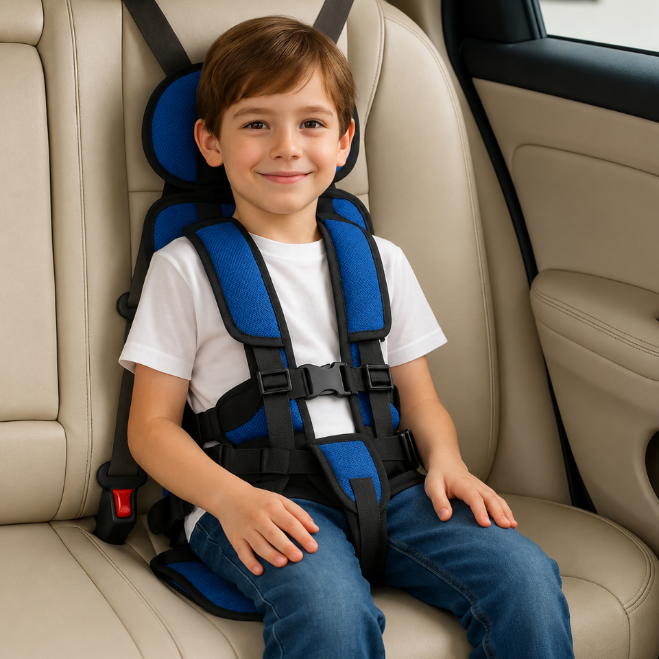 Portable Child Travel Seat with Five Point Harness and Head Support, Foldable