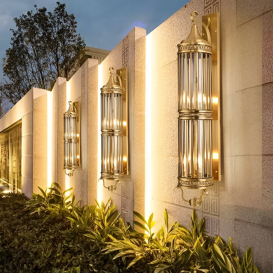 Outdoor Wall Sconce with Copper Construction and Glass Panel for Entryways