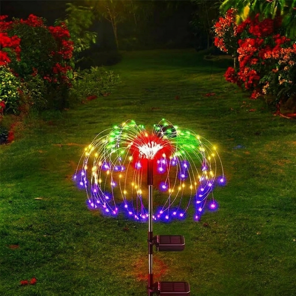 Solar Firework Lights with 60 LEDs and Dual Lighting Modes for Garden Display