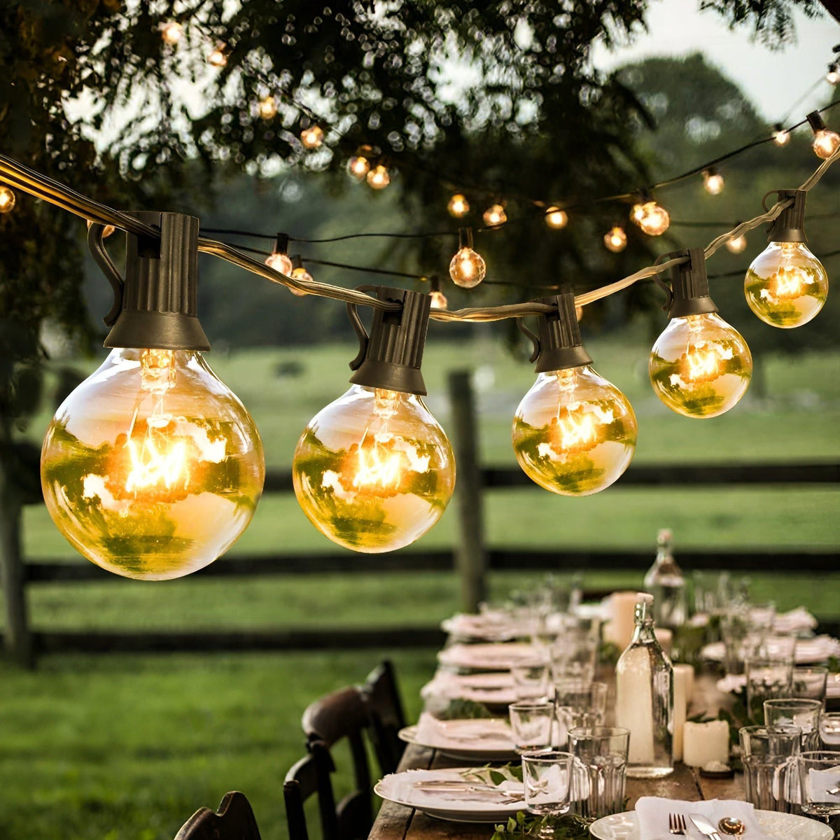 Outdoor String Lights with Plastic LED Bulbs and Connectable Cord, Warm White