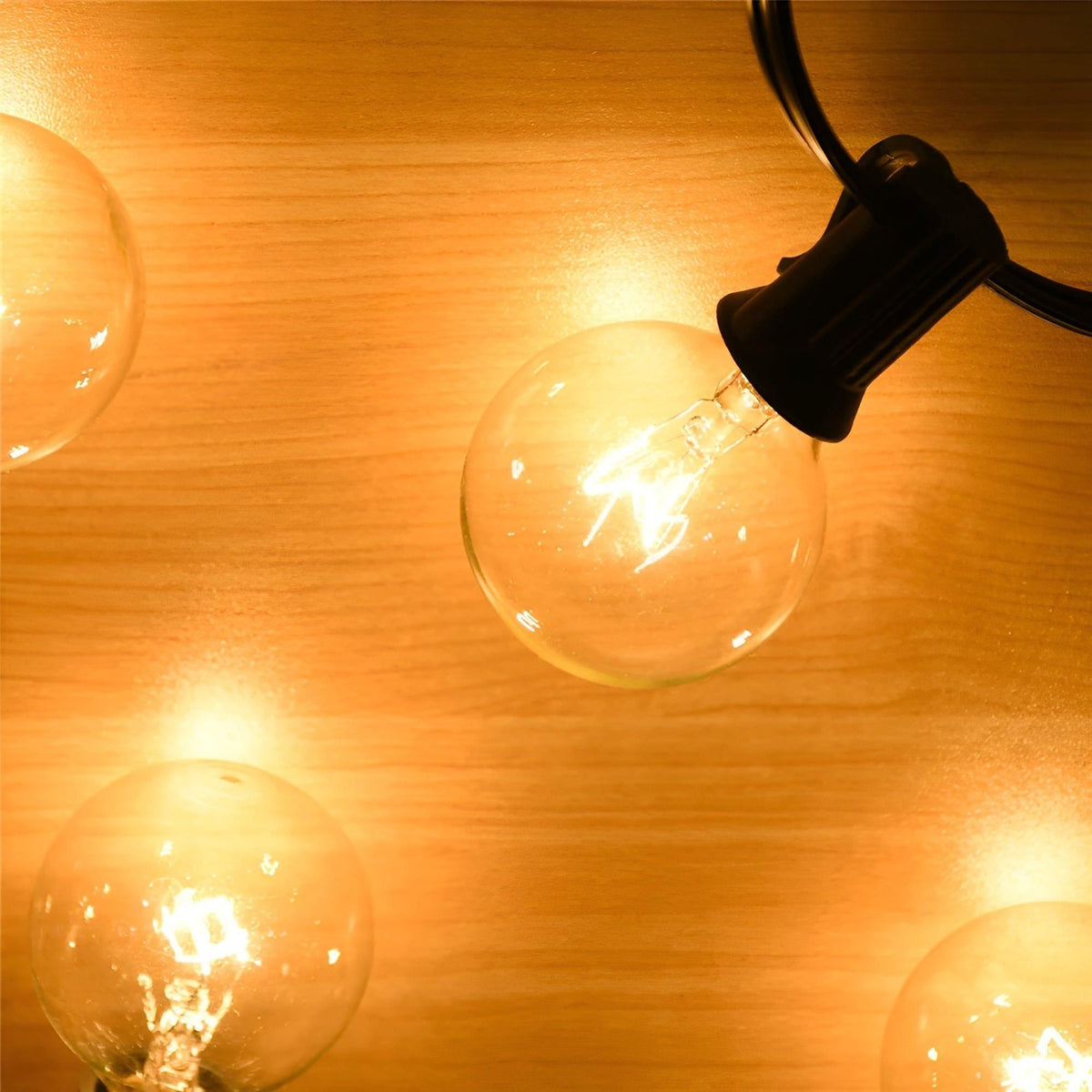Outdoor String Lights with Plastic LED Bulbs and Connectable Cord, Warm White
