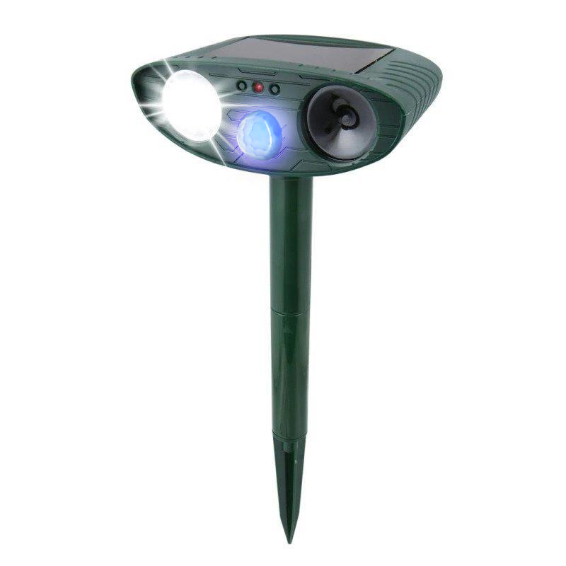 Solar Powered Ultrasonic Rabbit Repeller with Motion Sensor and Flashing Light, 30ft Range