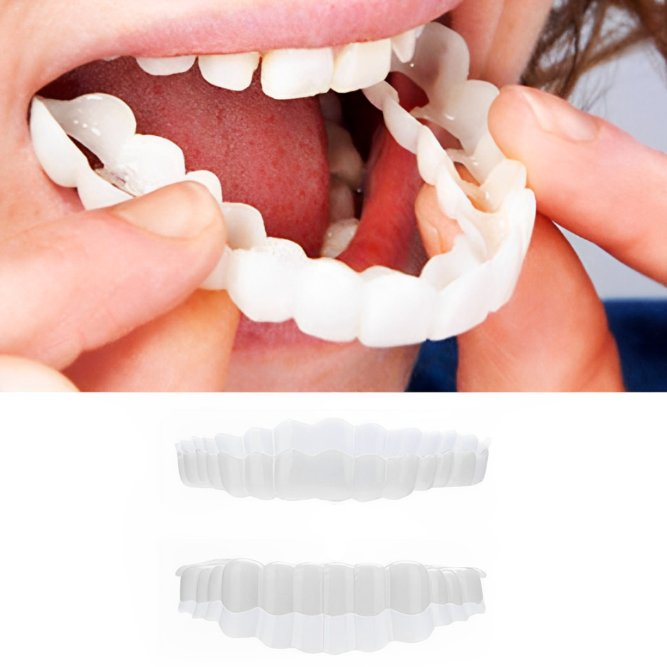 Removable Cosmetic Teeth Cover with Moldable Silicone Strip for Top Teeth