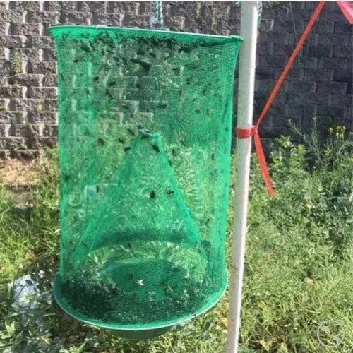 Reusable Fly Trap with Funnel Entry and Natural Bait Pot for Barns
