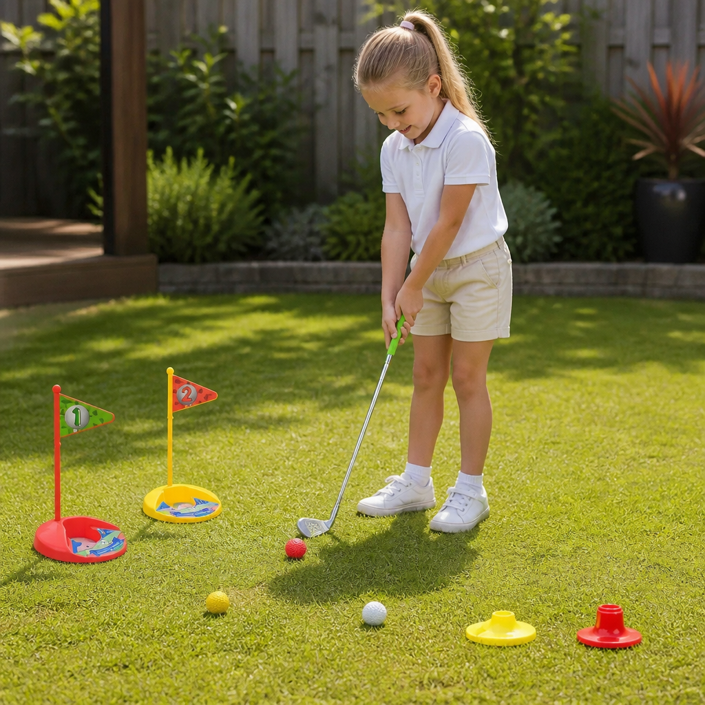 Childrens Adjustable Golf Set with Flag Targets and Balls for Indoor Outdoor Play