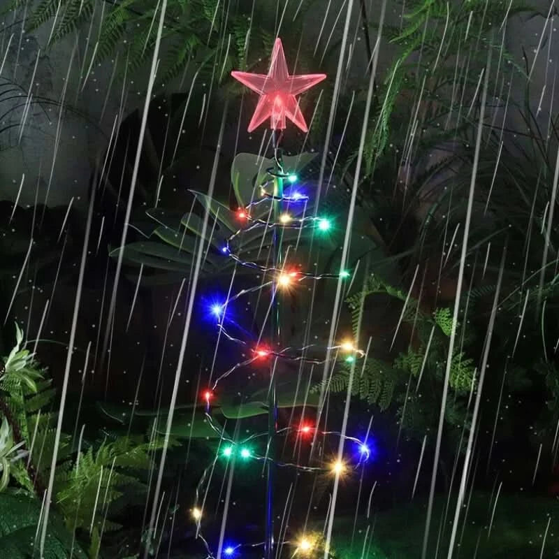 Solar Powered Metal Christmas Tree Light with 50 LEDs, Three Lighting Modes and Warm or Multicolor Glow