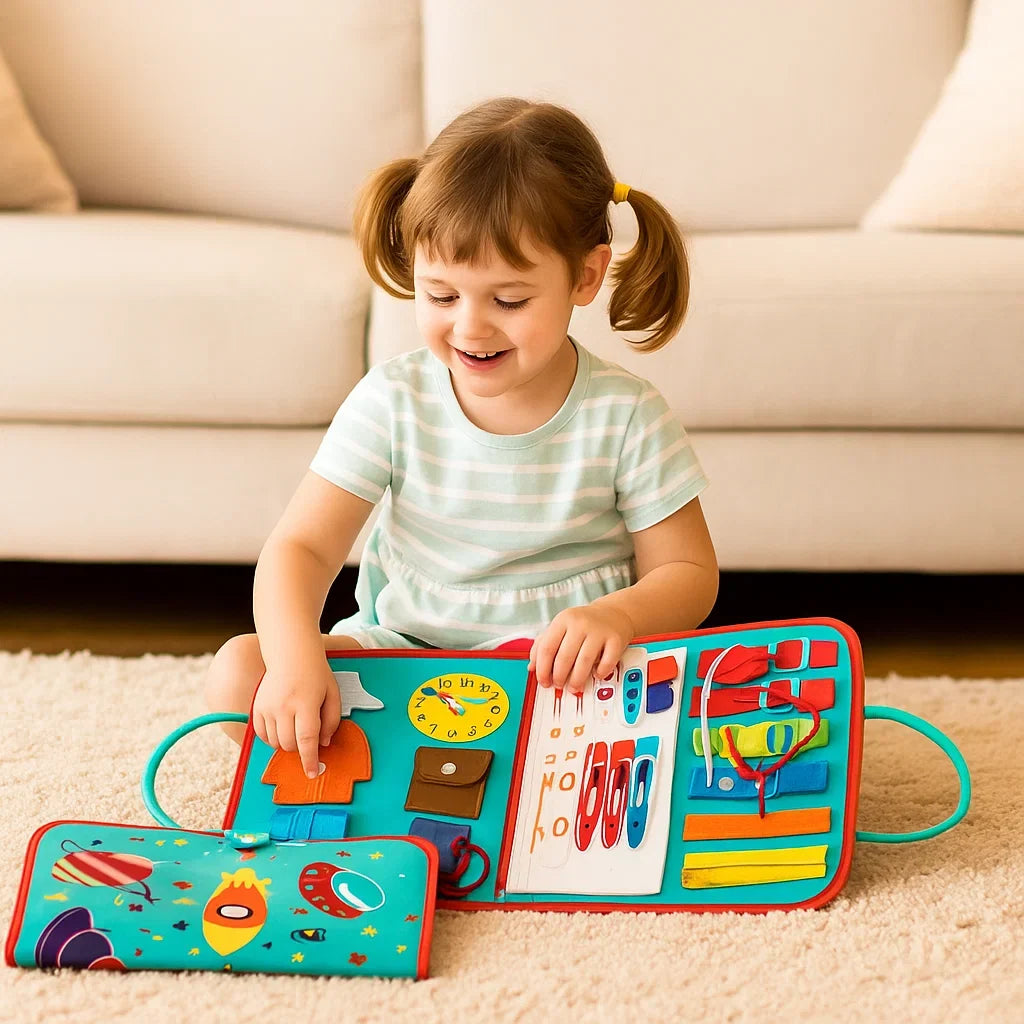 Toddler Activity Book with Zippers and Buttons for Letters and Numbers Learning