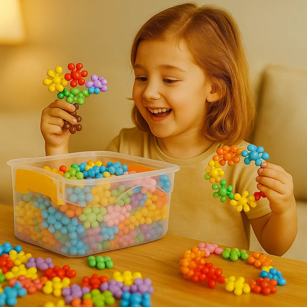 Interlocking Snowflake Blocks with Six Point Connection System and Storage Box