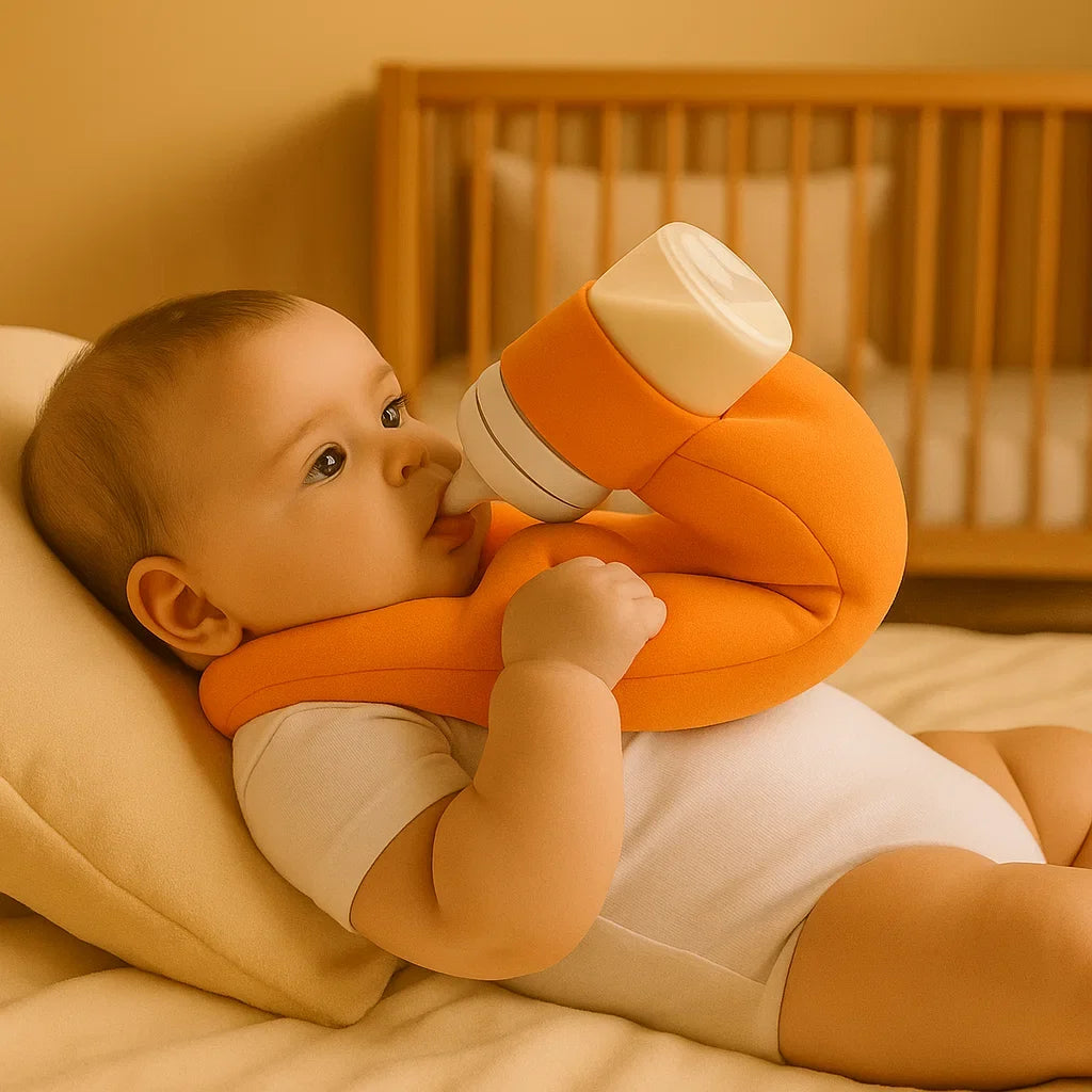 Bottle Holding Nursing Pillow with Breathable Mesh and Adjustable Wraparound Design