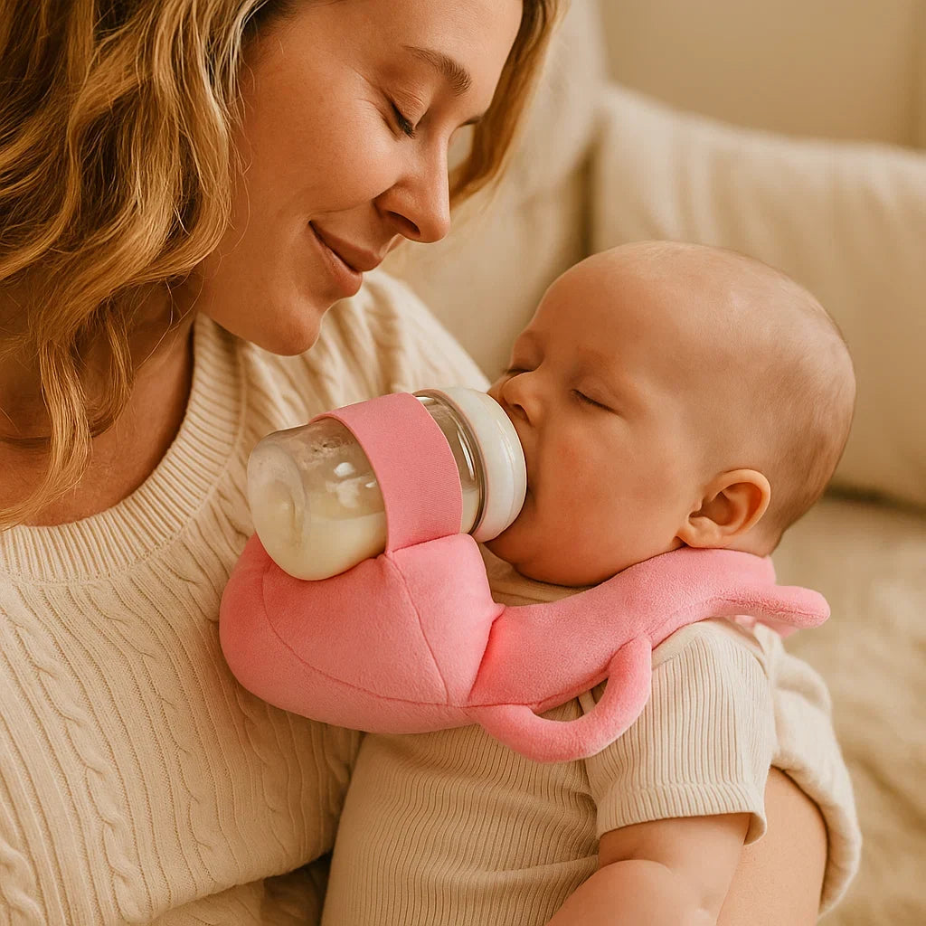 Bottle Holding Nursing Pillow with Breathable Mesh and Adjustable Wraparound Design
