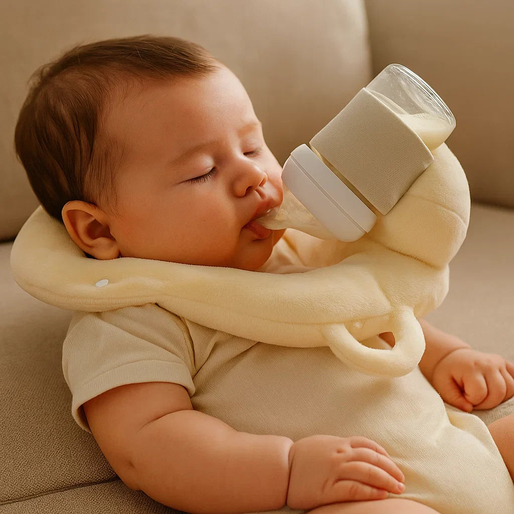 Bottle Holding Nursing Pillow with Breathable Mesh and Adjustable Wraparound Design