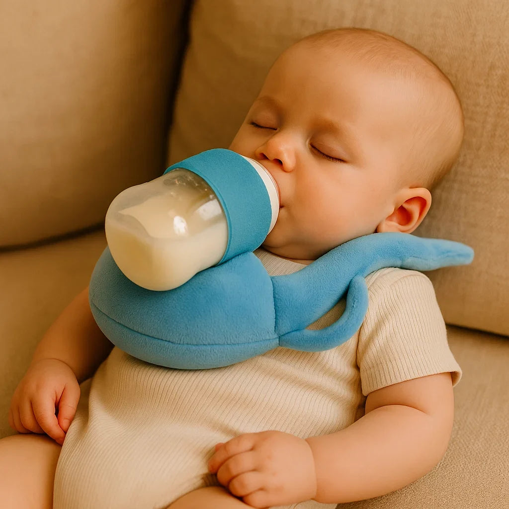 Bottle Holding Nursing Pillow with Breathable Mesh and Adjustable Wraparound Design